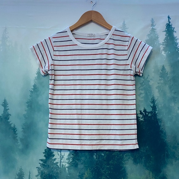Brandy Melville John Galt striped white tee shirt